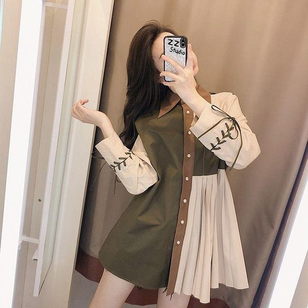 

women's blouses & shirts women 2021 spring fashion retro patchwork loose female long sleeve casual ladies single breasted thin u179, White