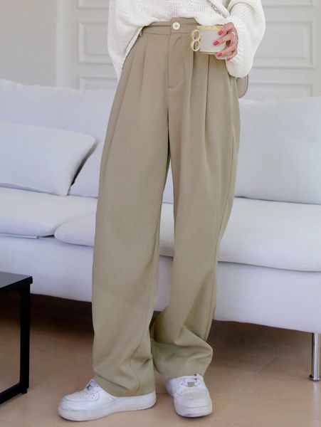 

dazy solid high waist pants 318k#, Black;white