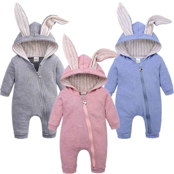 

classic cute rabbit rompers infan girls clothing autumn winter long sleeve jumpsuit for baby girls cotton bodysuits baby boys clothes, Blue