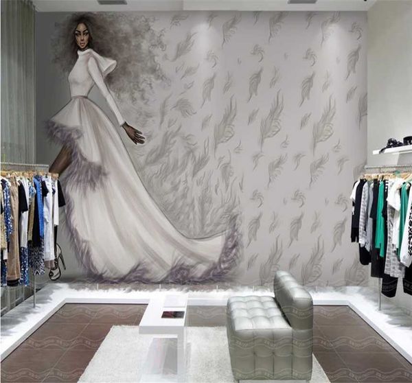 

wallpapers milofi professional custom wallpaper retro hand-painted beauty clothing store background wall painting 8d waterproof cloth
