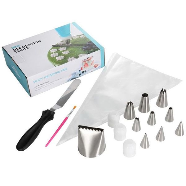

baking & pastry tools 25pcs/set silicone kitchen accessories icing piping cream bag 10 stainless steel nozzle set diy cake decorating tips