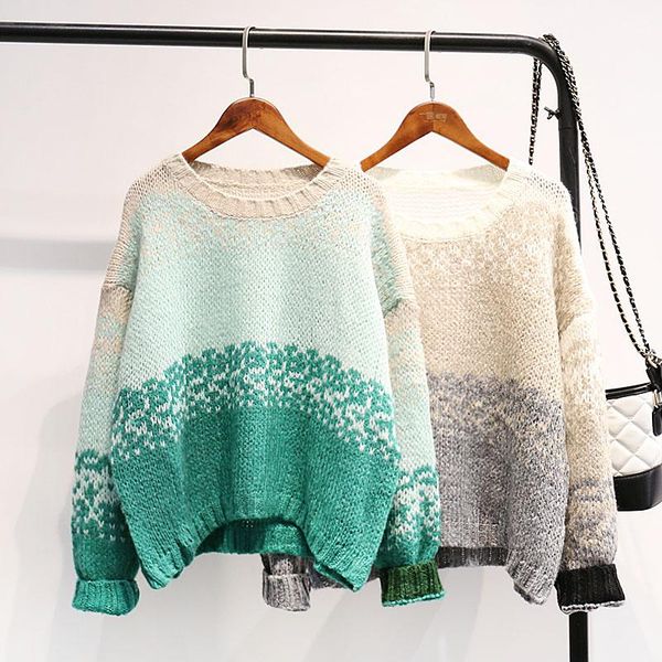 

women's sweaters fashion o-neck pullover sweater women 2021 autumn winter female casual loose long sleeve knit pullovers, White;black