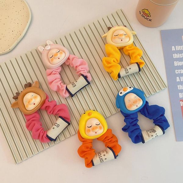 

hair accessories girls novelty cute cartoon pig scrunchie ponytail tie sweet decorate elastic bands fashion, Slivery;white