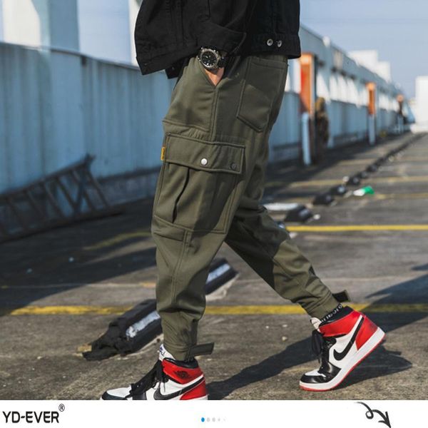 

men's pants men black joggers summer mens big pockets ankel cargo male spring streetwear overalls sweatpants-d 0am9