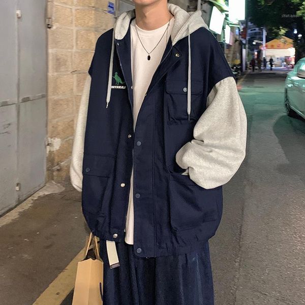 

men's jackets casual loose men jacket korean style fashion autumn spring plus size cardigan hommes veste clothing db60jk, Black;brown