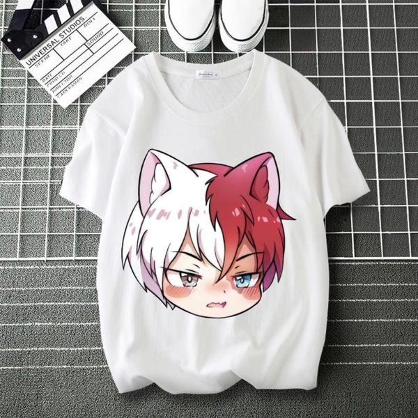 

men's t-shirts my hero academia kirishima eijiro cartoon print soft t-shirt o-neck short sleeve modal tshirt, White;black