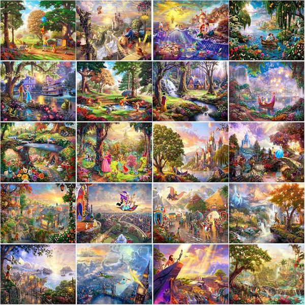 

diamond painting full square 5d landscape cuadros cross stitch animal cartoons prince princess mosaic deer dog lion like bear