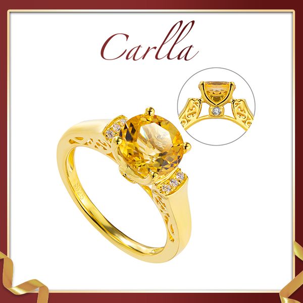 

s925 yellow crystal four claws ring citrine ringss rings girl crystals turnbuckle fashion luxury designer adjustable, Golden;silver