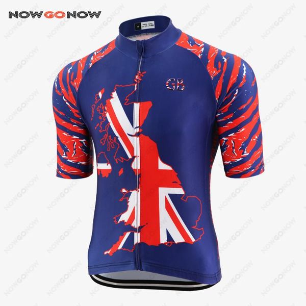 

nowgonow-pro men cycling jersey bluedeep great britain map national team training gear bike wear high brand quality road/mtb racing jack, Black;red