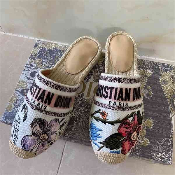 

family letter embroidered fisherman's shoes baotou slipper jacquard grass woven hemp rope linen half 70% off factory store online sale, Black