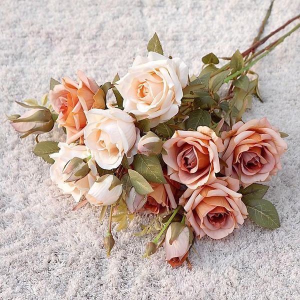 

decorative flowers & wreaths fall decoration curled roses branch luxury fake wedding home decor flores artificiales indie room