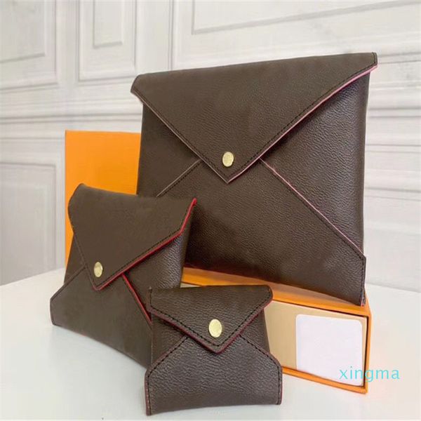 Set di carte portafogli in pelle da donna all'ingrosso 3 pezzi corto per supporto multicolore zaino classico per borsa di design Ngaql