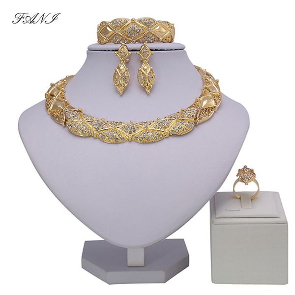 

earrings & necklace fani exquisite woman accessories jewelry set dubai gold color brand african beads women costume design, Silver