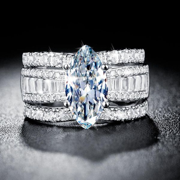 

wedding rings jewelry crystal ring set european and american inlaid couple fashion pair female party gift cubic zirconia, Slivery;golden