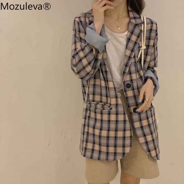 

suits korean mozuleva autumn filled only breasted lady from office and plaid jackets women's women blazers, White;black