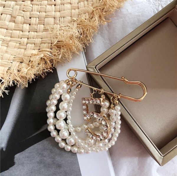 

pearl second tide person's let brooch personality your temperament versatile flash drill big pin korean net re, Gray