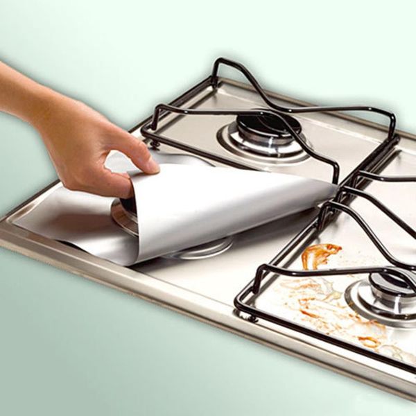 

mats & pads non stick gas stove burner cover liner mat protector pad glass fiber reusable home kitchen tool