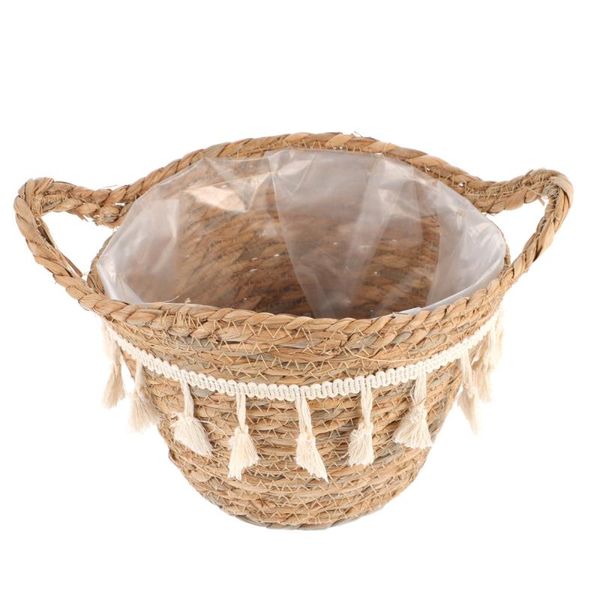 

storage baskets household basket straw braid container simple design box