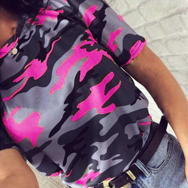 

before women summer fashion camouflage print o-neck short-sleeved t-shirt camouflage printed women long-sleeved slim t-shirt 210621, White