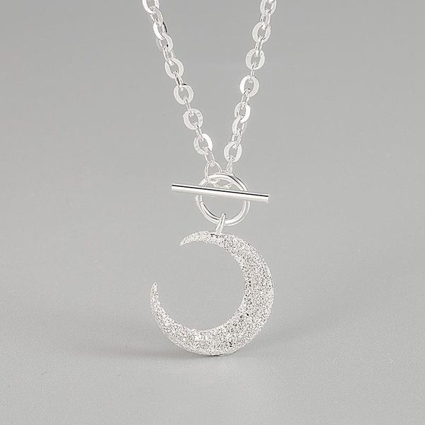 

chains light luxury 925 sterling silver shining sand moon necklace ot buckle sparkling clavicle chain
