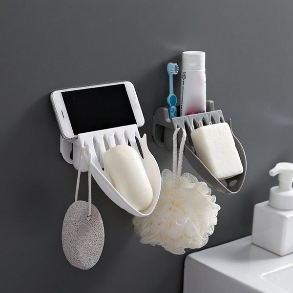 

bathroom storage & organization 1pcs wall-mounted soap box household shelf strong seamless stickers drain punch