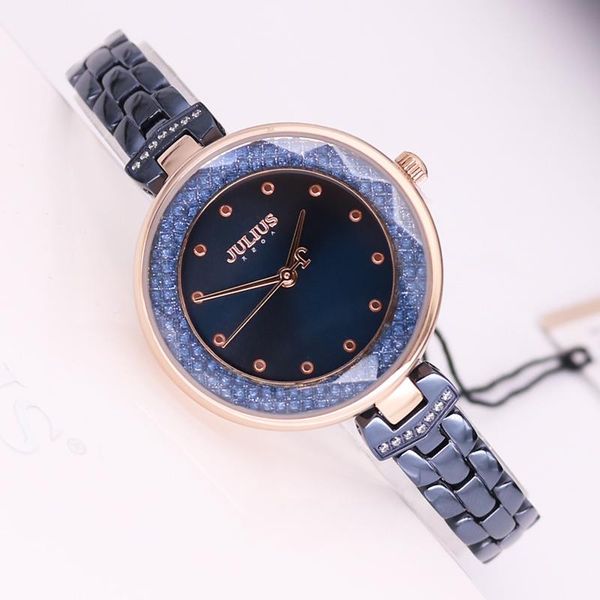 

colors cute rhinestones julius women's watch japan mov't hours elegant fashion clock stainless steel bracelet girl's gift box, Slivery;brown