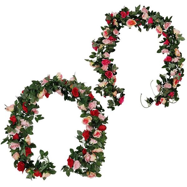 

decorative flowers & wreaths 7.5 ft artificial rose vine flowers, garlands hanging ivy for home party bridal wedding arch wall decoration