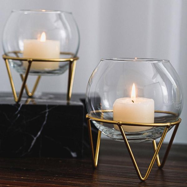 

geometric creative luxury candle holders glass modern romantic stand candlesticks candelabro vela living room decoration kk60zt
