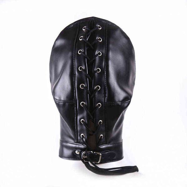 Sm-Bondage, Sm-Bondage, strenge Pelz-Lederhaube, BDSM-Bondage-Kopfgeschirr, Maske, Sexspielzeug für schwule Männer und Frauen, erotisches Spiel für Erwachsene, Premium-Verriegelungssklave mit Kapuze, 1126 1126