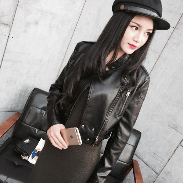 

women's leather & faux casual women jacket fashion overcoat pockets womens pu jackets and coats, Black
