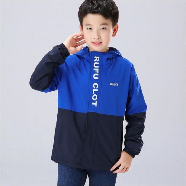 

autumn jacket boys plus velvet thick hooded coat childrens outwear clothes spring windproof waterproof jacket for boys 6-14year, Blue;gray