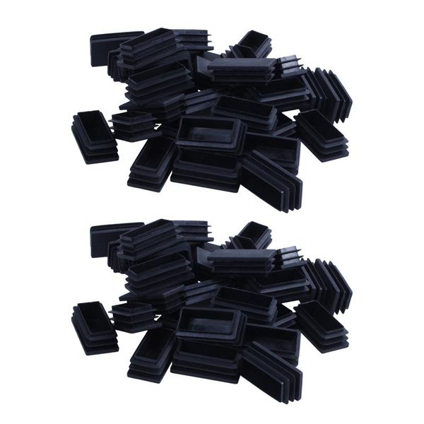 

bath mats -plastic rectangle blanking end tube caps inserts 25x50mm 60pcs black
