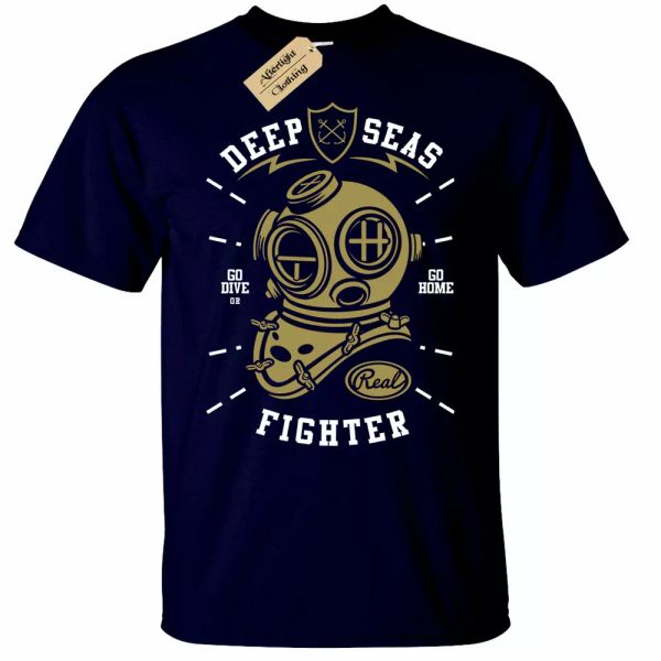 

deep sea fighter shirt men ocean dive diver, White;black