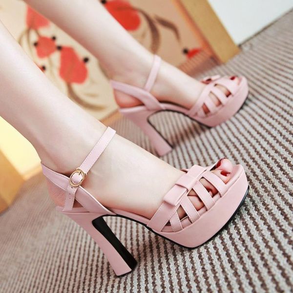 

sandals 2021 summer roman retro open toe women's thick heeled waterproof platform high shoes straight buckle, Black