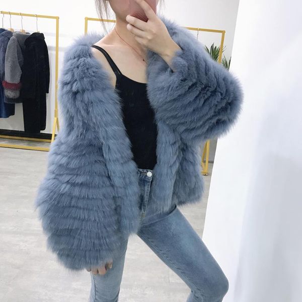 

women's fur & faux sj1037 fashion blue color 2021 women jacket, Black