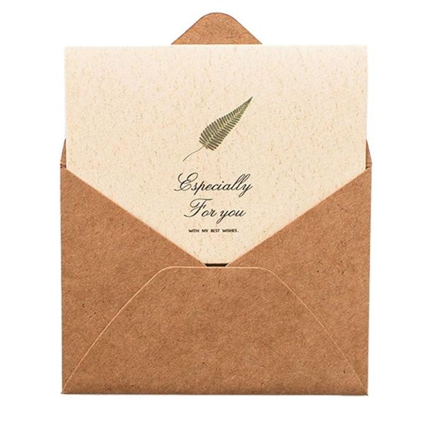 

creative green leaf pattern blessing mid-autumn festival greeting card envelope invitation business wedding kraft paper cards