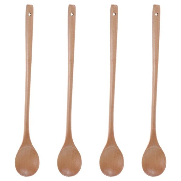 

spoons 4 pcs 1 bag simple coffee polished mixing jam (log color)