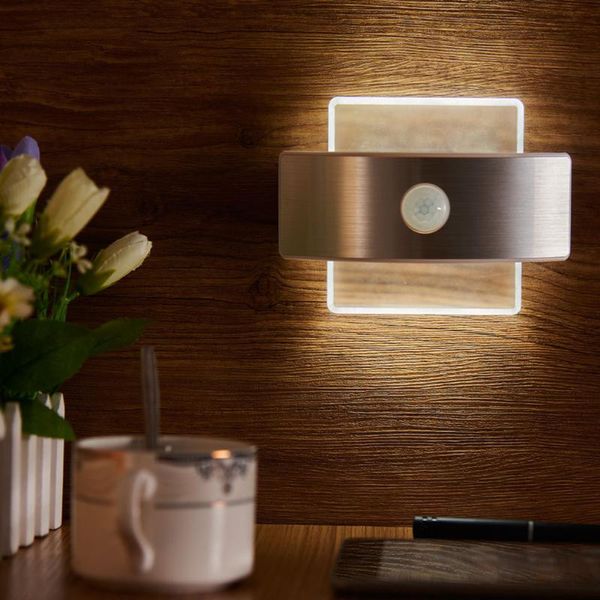 

wall lamps 14 led pir motion sensor nightlight human induction backlight light usb rechargeable bedside lamp for bedroom bathroom
