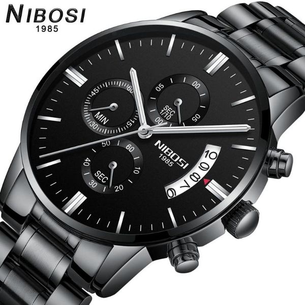

wristwatches nibosi watches mens casual bussiness quartz watch stainless steel men waterproof wristwatch relogio masculino, Slivery;brown