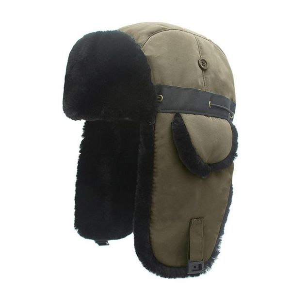 

outdoor hats winter warm earflap trapper russian hat thicken lining skiing thickened adjustable with ear flaps, Black;white