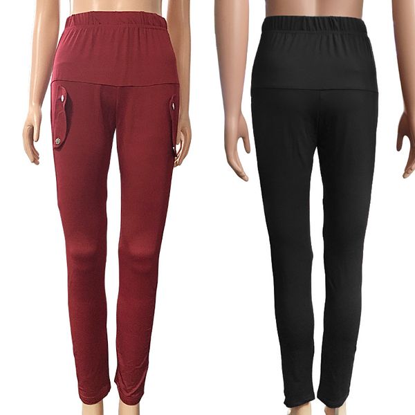 

fall elastic retro solid color pencil pants leggings stretch pant, Black;white