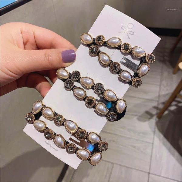 

women pearl hair clips for accessories fashion lady girls headwear vintage bb barrettes shiny crystal hairpins1