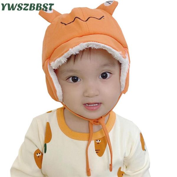 

winter children hat with earmuffs baby girl earlaps warm plush hats for boys kids cap beanies caps &, Yellow