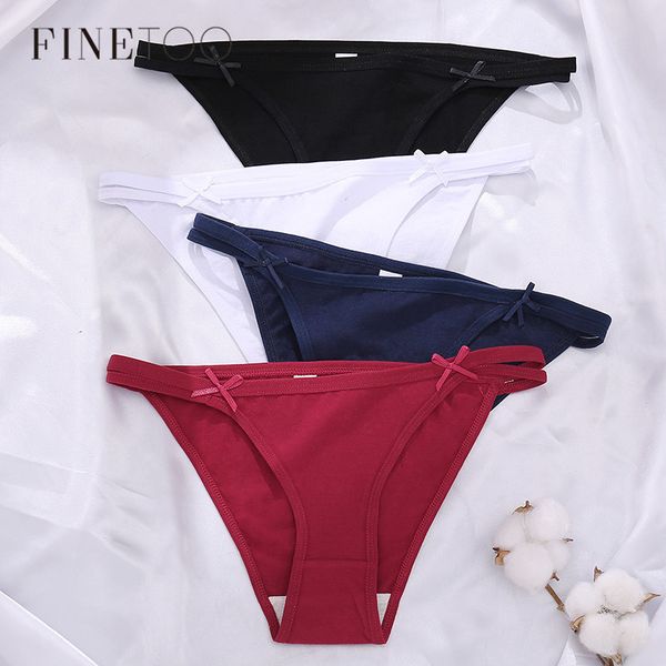 

finetoo -xl cotton panties women low-rise fashion bow ladies underpants female underwear girls briefs comfortable panty, Black;pink