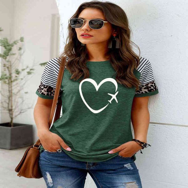 

Streetwear Funny Women T Shirt Travel Plane Heart Love Print Casual Shirts Top Harajuku Graphic Tees Clothing Camisas Mujer, White