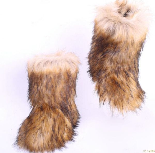 

boots bota women snow shoes winter 2021 warm ankle female casual faux fur boot for, Black