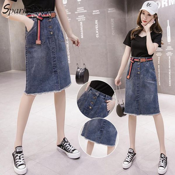 

skirts sparkdora 2021 spring will the female skirt long in denim bust of knee high purse a word, Black