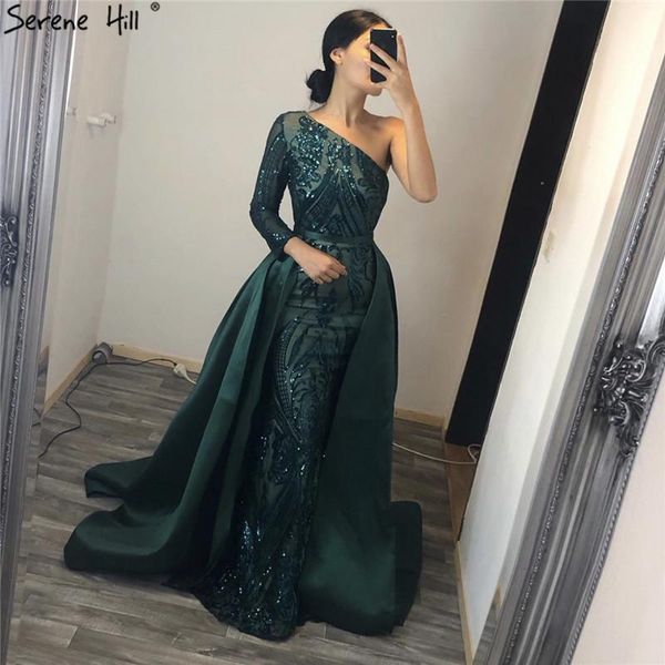 

party dresses serene hill dubai one shoulder evening dress sequins wine red luxury with train formal gown emerald 2021 cla6619, White;black