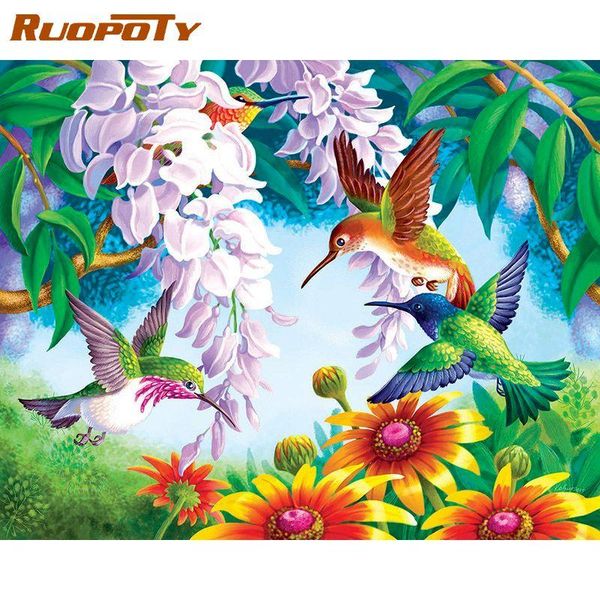 

paintings ruopoty frame picture diy painting by numbers flowers birds modern wall unique gift acrylic paint for home