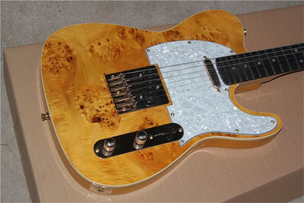 

6 strings electric guitar with burl maple veneer,gold hardware